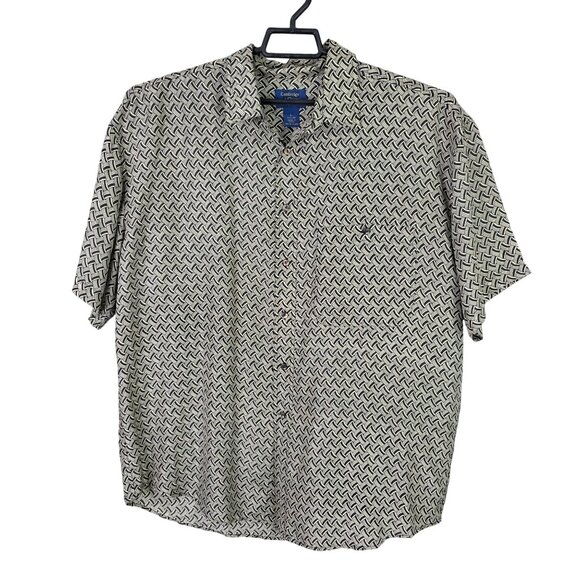 Mens Cambridge Classics Mervyns 100% Silk Black & Beige Shirt Button Up Size L - Picture 1 of 7